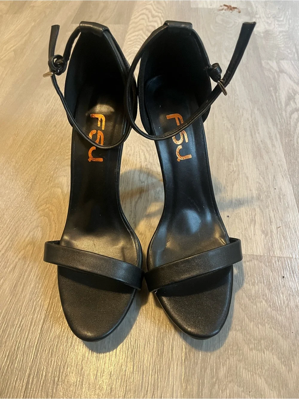 FSJ Black Strappy High Heel‎ Sandals